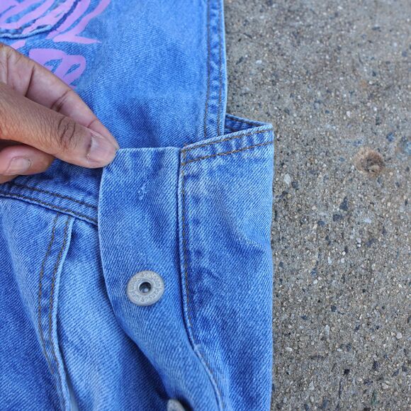 SPOON Distressed Denim Overall Shorts 1X – Graphic Cutoff Plus Size - Picture 7 of 9